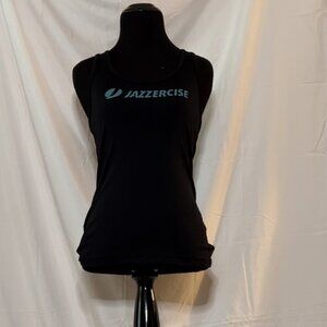 “JAZZERCISE” women’s black tank top.